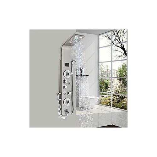 Edelstahl led Duschpaneel 6 Funktionen Duschsäulen Regendusche Duschset mit Wassertemperaturanzeige