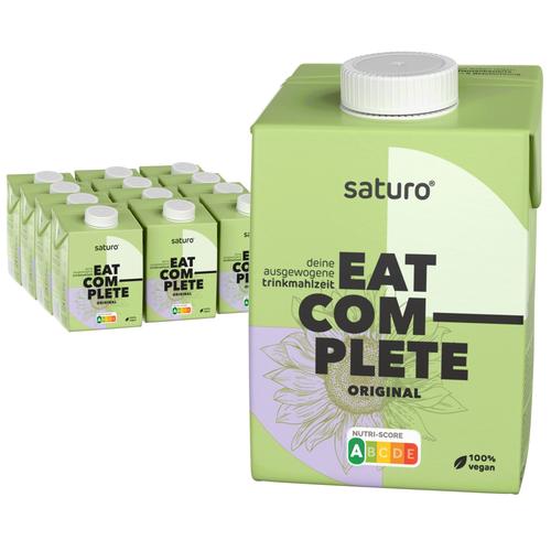 Saturo Trinknahrung Vegan Original | Astronautennahrung Mit Protein Trinkmahlzeit Nährstoffen 12×500 ml