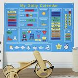 My First Daily Calendar Felt-Board for Toddlers 100x70cm Today Calendar Chart Hanging Board for Wall Date Weather Season Month Preschool Educational Early Learning Play Felt-Board Kit