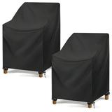 Stacking Outdoor Chair Cover Waterproof 420D Outdoor Patio Furniture Covers Stacked Chairs 29.5 x 35.4 x 47 Lounge Chair Covers Outdoor Stack Chairs for All Weather Protection Black