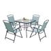 Crestlive Products 5 Pcs Metal & Glass Patio Dining Set with Umbrella Hole in Green