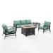 Crosley Furniture Kaplan Oil Rubbed Bronze/Mist 5 Piece Outdoor Sofa Set with Fire Table