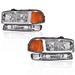 PIT66 Fit For 99-07 GMC Sierra/Yukon LED DRL Light W/Bumper Signal Lamps Amber Chrome