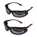 Global Vision Shadow Foam-Padded Motorcycle Sunglasses Riding Glasses For Men & Women 2 Pairs Two-Tone Black/Orange & Black/Pink Frames w/ Flash Mirror Lenses