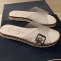 Jessica Simpson Shoes | New With No Box Women's Jessica Simpson Maritah Flat Sandal Slide Clear Size 7.5 | Color: White | Size: 7.5
