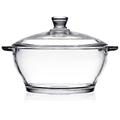 ERINGOGO Round Glass Casserole Dish with Lid - 2.5Qt Tempered Glass Baking Dish for Oven, Large Casserole Dish with Handles, Clear Glass Casserole Cookware, Freezer/Dishwasher Safe