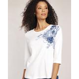 Blair Women's Placed Print Knit Top - Multi - 3XL - Womens