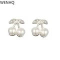 WENHQ – boucles d'oreilles en forme de cerise pour enfants bijoux en argent plaqué Style coréen