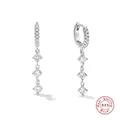 Aide – boucles d'oreilles en argent Sterling 925 trois chaînes en Zircon scintillant pampilles