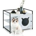 Fonirra Cat Litter Box Enclosure 2-in-1 Cat House Litter Box Hidden/Nightstand with 2-tier Storage Shelf 110 lbs. Load Capacity White