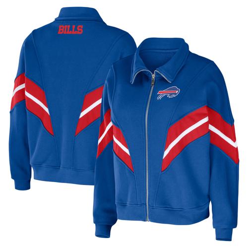 Damenbekleidung von Erin Andrews Royal Buffalo Bills Jacke mit garngefärbtem Streifen und durchgehendem Reißverschluss in Übergröße