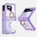 For Samsung Galaxy Z Flip 4 5G Clear Case Hinge Protective Case & Ring Duty Stand Wireless Charging Shockproof Cover