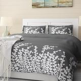 Rosecliff Heights Twin Size 100-Percent Cotton Comforter Set w/ Blue White Floral Branch Pattern Cotton in Gray | Twin Comforter + 1 Sham | Wayfair