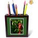 GN109 Red Cardinal In A Tree Digital Oil Painting Tile Pen Holder, 5-Inch Wood in Black/Brown/Green | 5 H x 5 W x 1.66 D in | Wayfair