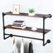 Williston Forge Elle-Jane 2 Piece Tiered Shelf Wood/Metal in Black/Brown/Green | 21.64 H x 48 W x 9.84 D in | Wayfair