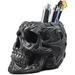 GN109 Tribal Tattoo Floral Skull Pen Holder Figurine 5.75"L Office Desktop Ossuary Skulls Decor Cranium Skeleton Head Stationery Holder As Halloween Macabre | Wayfair