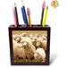 GN109 Sweet Sheep Herds Animals Tile Pen Holder, 5-Inch Wood in Brown | 5 H x 5 W x 1.66 D in | Wayfair 29639T3WF76E5XY80O