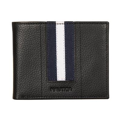 Nautica Men's Canvas Striped Wallet Black, OS