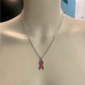 Coach Jewelry | Coach Pink Breast Cancer Awareness Ribbon Pendant .925 Sterling Necklace | Color: Pink/Silver | Size: Necklace Measures 18” In Length