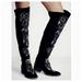 Free People Shoes | Free People | High Noon Suede Embroidered Over Knee Boots | Color: Black | Size: 10