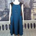 Nine West Dresses | Nine West Sz 16w Black And Teal Color Block Lined Sleeveless A-Line Dress | Color: Black/Blue | Size: 16w