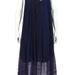Free People Dresses | Free People Navy Blue Tulle , Gauze, Lace, Red Stitch , Sleeveless Midi Size Sm | Color: Blue | Size: S