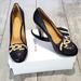 Nine West Shoes | Nine West Black Heel With Gold Design Buckle In Front New With Box Size 7.5 | Color: Black | Size: 7.5