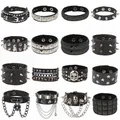 Chaude Punk Bracelets Bracelet En Cuir Noir Bracelet Manchette Goth Gothique Femmes Hommes Pointes