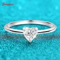 Smyoue – bague de mariage en Moissanite pour femmes anneau en or blanc 0 5 ct 5mm coupe cœur en