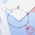 Bijoux d'été en argent regardé 925 Bracelet pour femme fille rose crème glacée coeur perles Bracelet