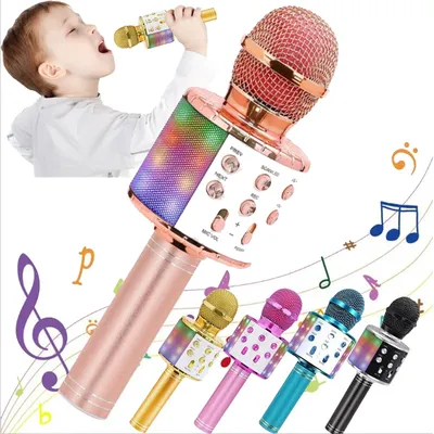 Microphone de karaoké Bluetooth sans fil pour enfants jouets de haut-parleur portables cadeaux