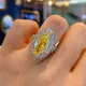 Huitan – bague Marquise Unique en CZ jaune pour femmes accessoires de fête pour cérémonie de