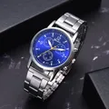 Montre Genève à quartz pour hommes montres-bracelets en alliage complet montres de sport bleues