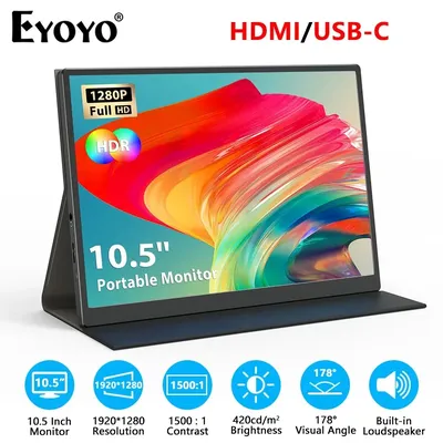 Eyoyo-Moniteur de jeu HDMI portable Full HD 1920x1280 10.5 " écran IPS USB-C 100% sRGB avec
