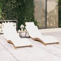 Lot de 2 Chaises longues Bain de soleil Transat avec coussins Bois massif de teck 59971