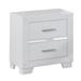 Dio 23 Inch Modern Wood Nightstand, 2 Drawers, Mirror Accents, Clean White