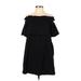 H&M Casual Dress - Shift Open Neckline Short sleeves: Black Print Dresses - Women's Size X-Small