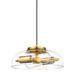 Glass Pendant Light Gold Modern Schoolhouse Hanging Light Fixture with 11-inch Clear Glass Shade Adjustable Height Brushed Gold Finish