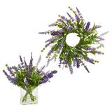 Nearly Natural 12 Lavender Arrangement and 14 Lavender Wreath (Set of 2)