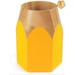 GN109 Pencil Pencil Holder - Wood Pen Cup Stand - Cute Pencil-Shaped Desk Accessory Wood in Brown/Yellow | 4 H x 3 W x 3 D in | Wayfair