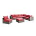 Latitude Run® 8 Piece Sectional Seating Group w/ Cushions Synthetic Wicker/All - Weather Wicker/Wicker/Rattan in Red/Gray | Outdoor Furniture | Wayfair