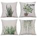 SR-HOME Set Of 4 Green Plant Throw Pillow Covers Decorative Cotton Linen Square Outdoor Cushion Cover Sofa Home Pillow Covers Cotton Blend | Wayfair