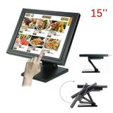 15 Inch LCD Touch Screen Monitor VGA/HDMI Stand VGA HDMI Ports w/ Power Adapter 15 Inch Commercial POS Touch Screen Monitor USB VGA HDMI for Retail Restaurant LED Display POS Monitor