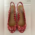 American Eagle Outfitters Shoes | American Eagle Polka Dot Wedge Slip On Shoes | Color: Pink/White | Size: 8.5