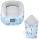 Bellochi 2in1 Set Baby Nest Pod and Swaddle Blanket - Baby Sleep Pod for Newborn with Protective Edges - Baby Swaddle Wrap - 100% Cotton - Oeko-TEX Certified - Rigel Star