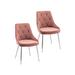 George Oliver Fabriciano Tufted Velvet Dining Chair w/ Chrome Legs Upholstered/Velvet in Pink | 33.46 H x 20.27 W x 22.44 D in | Wayfair