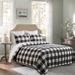 Gracie Oaks Ravreet Standard Cotton Reversible 3 Piece Quilt Set Polyester/Polyfill/Flannel/Cotton in Black | Queen Quilt + 2 Standard Shams | Wayfair