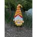 Arlmont & Co. Lawclyn Gnome w/ Flower Garden Stake Metal | 30.5 H x 9.5 W x 0.5 D in | Wayfair 74E292965D7847FCB56BB63E3DCD15DF