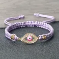 Bracelet tressé mauvais œil rose brillant pour femmes et hommes fil de Nylon pour Couple