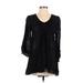 Calypso St. Barth Casual Dress - A-Line V-Neck 3/4 sleeves: Black Solid Dresses - Women's Size X-Small